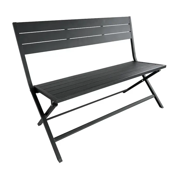Banc pliant - LUCCA - Aluminium époxy graphite - Lattes - 120 cm - PROLOISIRS