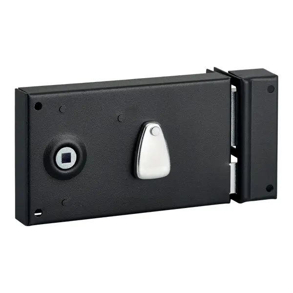 Serrure applique horizontale 1 2TR 140X80 droite noire, 1 clé