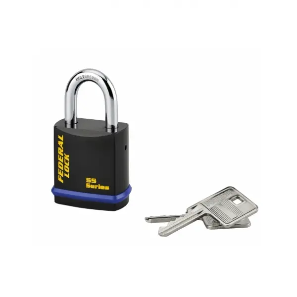 Cadenas à clé Fédéral Lock 710, acier, chantier, anse molybdène, 46mm, 2 clés, noir - THIRARD