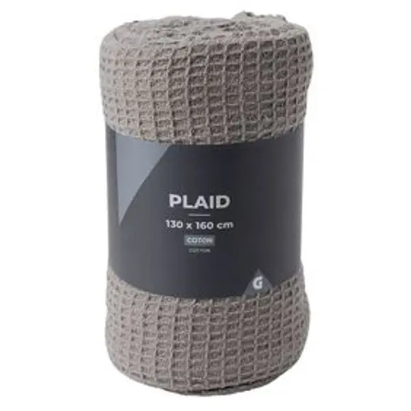 Plaid coton gaufré 130x160cm gris