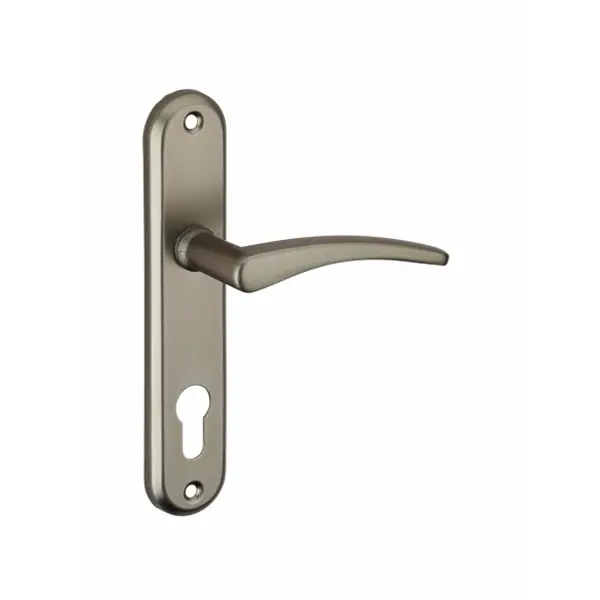 Ensemble de poignées pour porte d'entrée Vesta trou de cylindre, carré 7mm, entr'axes 165mm, nickelé satiné - THIRARD