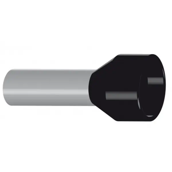 Embout de câblage isolé pour fil souple section 25mm² - noir - collerette isolante - Sachet de 50 pièces
