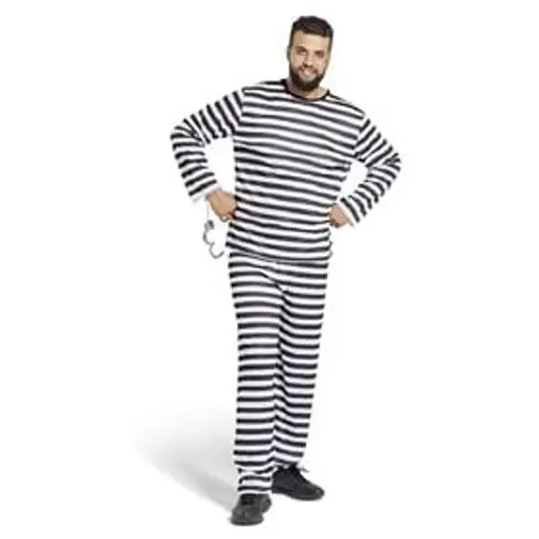Déguisement prisonnier adulte rayé noir blanc - Taille S