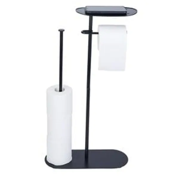 Support papier WC et téléphone noir 36xH66x13,5cm