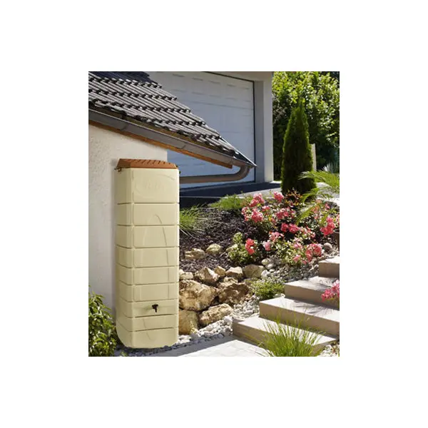 Récupérateur d'eau mural beige 650L - L. 60 x P. 60 x H. 200 cm.