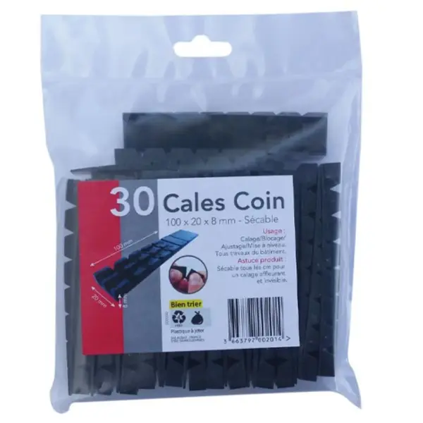 Cales Coins Secables Pvc Noir 100X20X8Mm Sachet 30 Pcs Acbat
