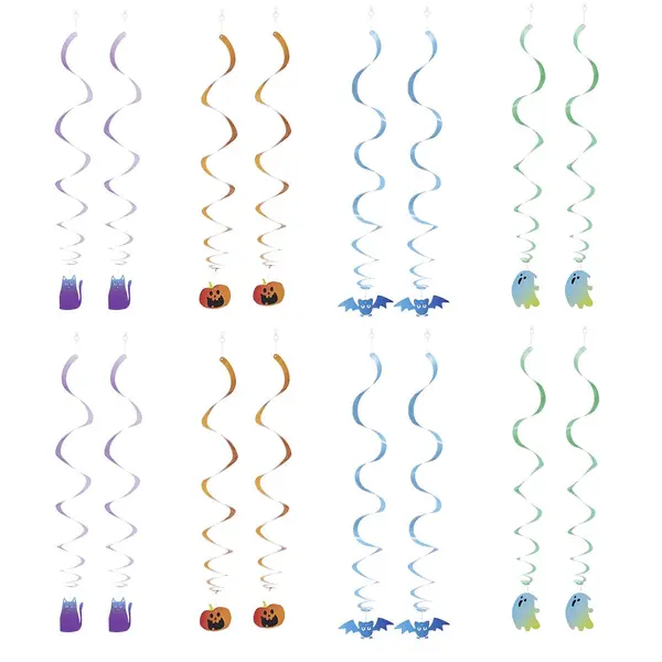 Suspension papier Halloween chat citrouille fantôme multicolore x8
