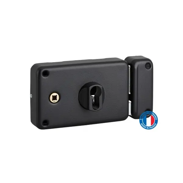 Boitier de serrure horizontale en applique double entrée pour porte d'entrée, droite, axe 60mm, 140x88mm, noir - THIRARD