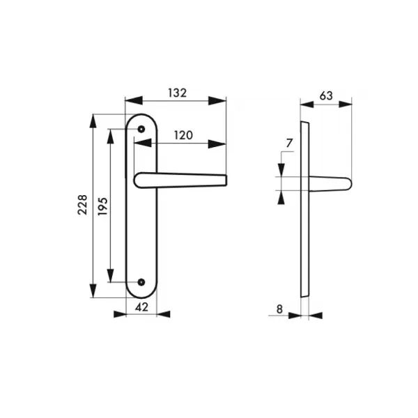 Ensemble de poignées pour porte intérieure Pelope sans trou, carré 7mm, entr'axes 195mm, argent - THIRARD