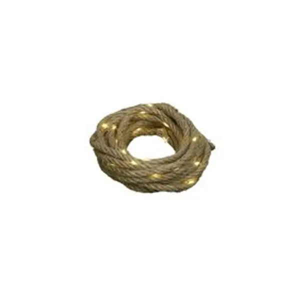 Guirlande solaire en jute 60 LED blanc chaud 5,6m