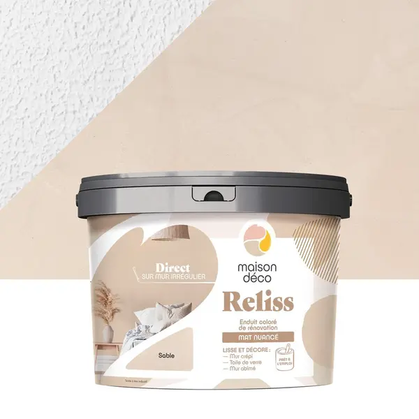 Enduit décoratif Reliss 2en1 MAISON DECO, sable, 15kg - MAISON DECO