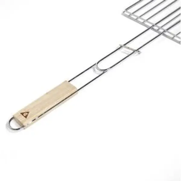 Grille double barbecue 73x53cm métal et bois