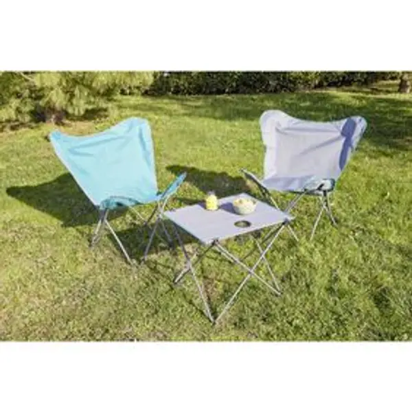 Chaise de camping pliable acier et polyester bleu