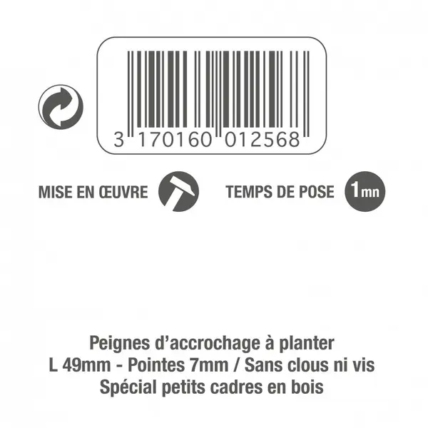 Lot 4 peignes d'accrochage à clouer pour petits cadres bois LE CROCHET FRANCAIS - LE CROCHET FRANCAIS