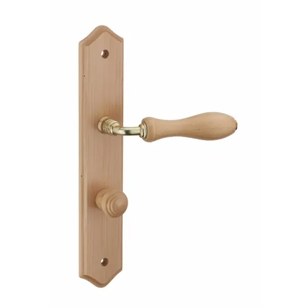 Ensemble de poignées pour salle de bain/toilette Themis à condamnation, carré 7mm, entr'axes 195mm, bois brut - THIRARD