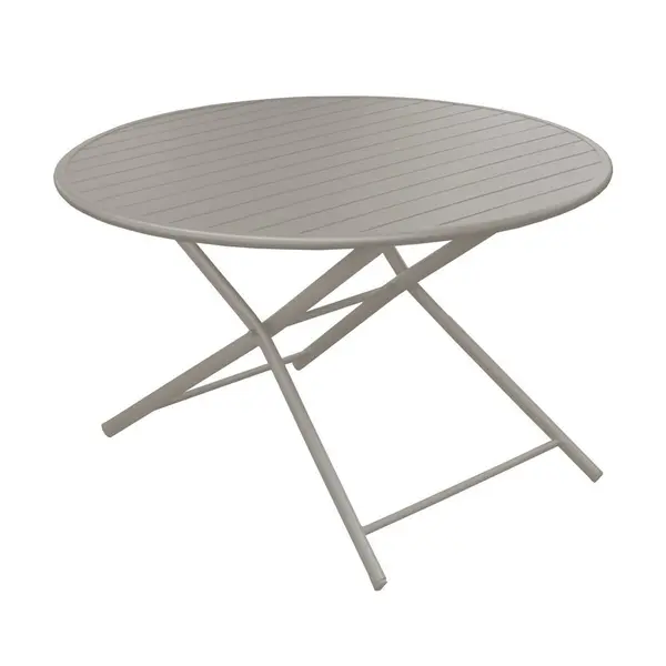 Guéridon pliant Globe en aluminium/lattes - ø120 cm - crème - PROLOISIRS