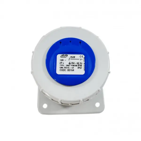 Prise française étanche IP67 raccordement à vis - 2P+T 16A 220V -IDE