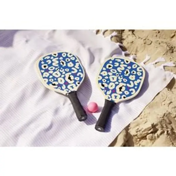 Raquette de plage léopard bleu + balle