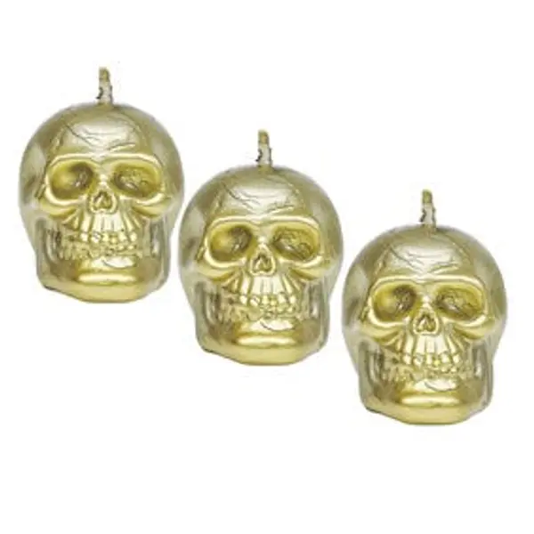 Bougie Halloween en forme de crâne x3