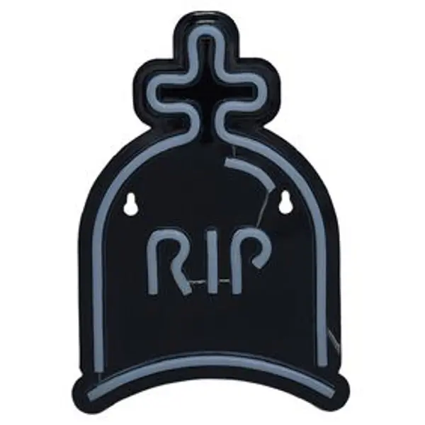 Lampe néon Halloween RIP vert et jaune 26xH18cm