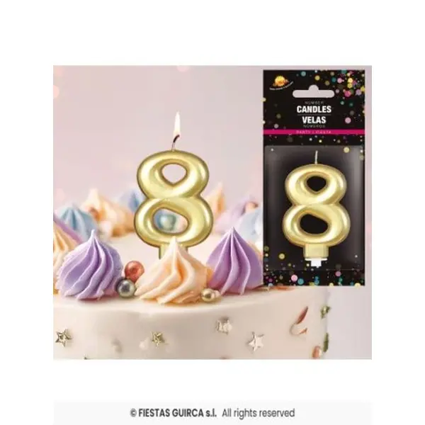 Vela Cumplea?Os N? 8 Oro R-3288