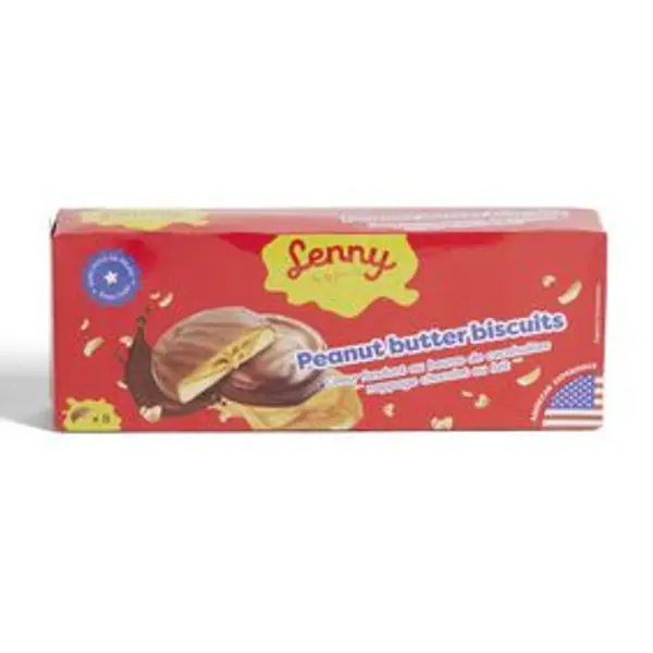Biscuits Lenny beurre de cacahuète coeur fondant nappage chocolat au lait 128gr