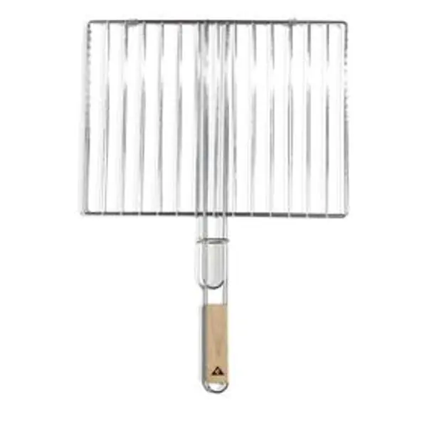 Grille double barbecue 60x40cm métal et bois
