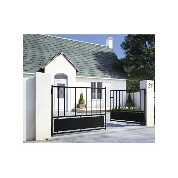 Portail métal battant noir CASTEL - 120 x 300 cm