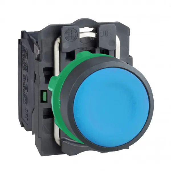 XB5AA61 Schneider bouton poussoir affleurant complet composable - Ø22 - Bleu -1NO - Harmony XB5