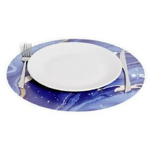 Set de table rond motif marbre rose ou bleu Ø38cm