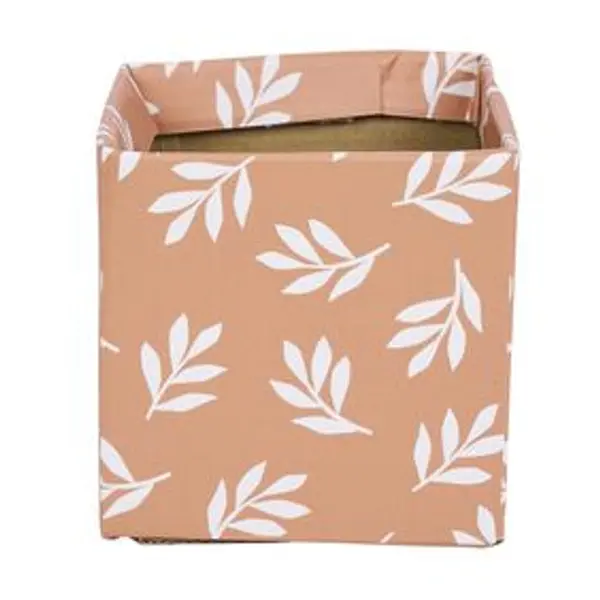 Cache-pot carré en carton motif végétal