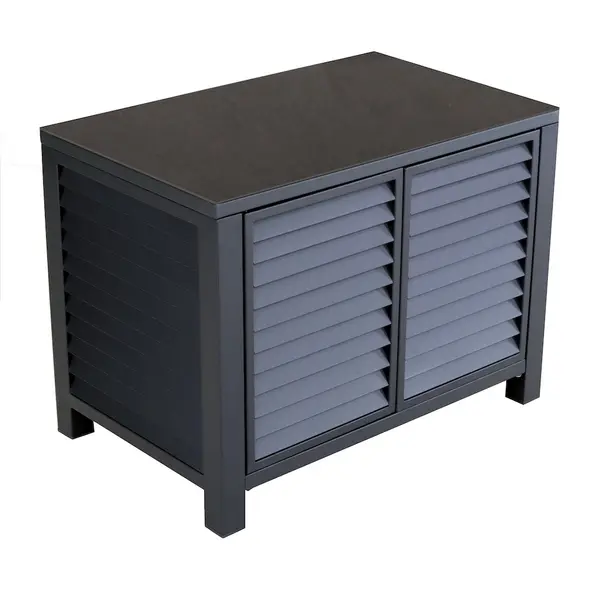 Buffet 2 portes - Aluminium - Céramique 6mm - Graphite/Graphite - Ouverture par pression et aimant - PROLOISIRS