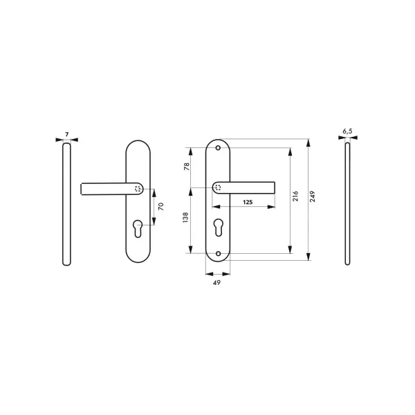 Ensemble poignées de sécurité pour porte d'entrée, béquille double, entr'axe de fixation 216mm, couleur F2 - THIRARD