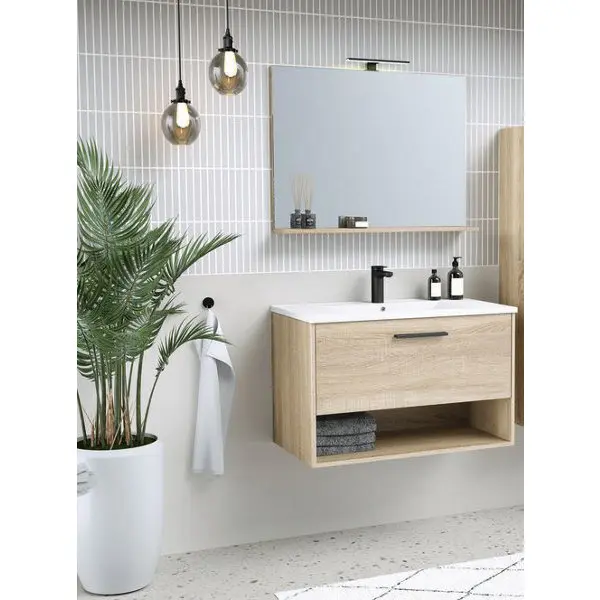 Ensemble meuble + vasque + miroir "Trendy" - L. 80 cm