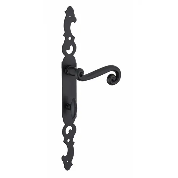Ensemble de poignées pour porte intérieure Coq à condamnation, carré 7mm, entr'axes 195mm, laqué noir - THIRARD