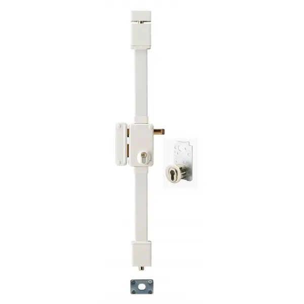 Serrure en applique Beluga A2P* à tirage pour entrée, gauche, 3pts, Transit2 30x65mm, axe 45mm, blanc, 4 clés - THIRARD