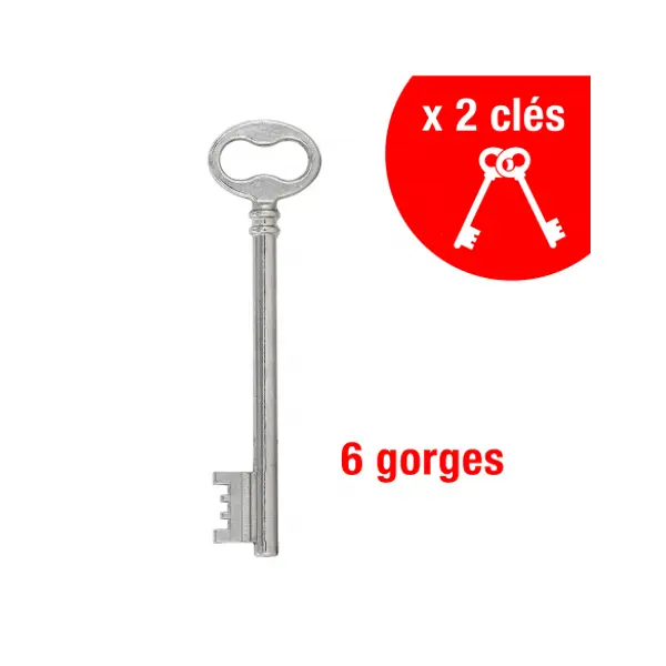 Serrure verticale en applique 6 gorges à tirage pour entrée, gauche, axe 45mm, carré 7mm, 75x130mm, noir, 2 clés - THIRARD