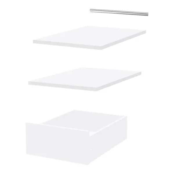 2 étagères + 1 tiroir + 1 barre de penderie 40 cm - Pack 4 CICERO blanc