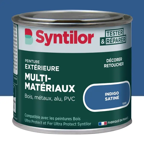 Peinture exterieure bois, aluminium, pvc . SYNTILOR indigo satine 125ml - SYNTILOR