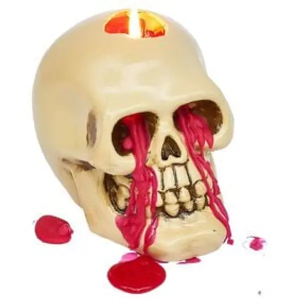 Bougie Halloween tête de mort beige
