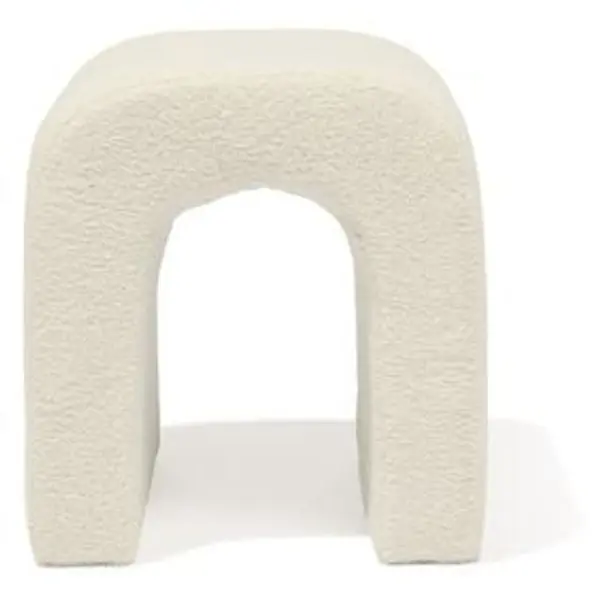 Bout de canapé Joseph curly effet laine bouclée blanc - L40xP40xH45 cm