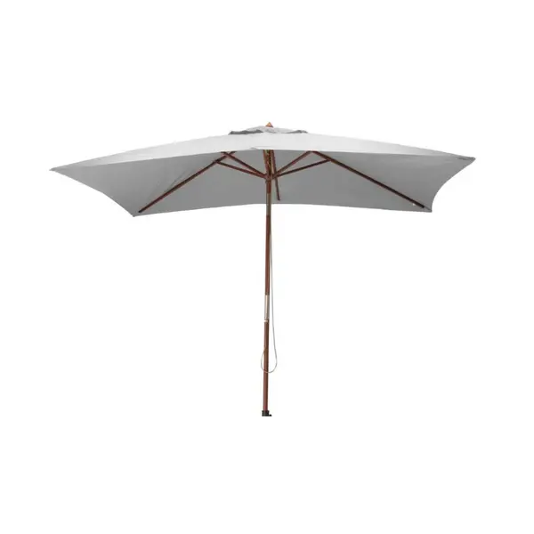 Parasol droit en bois - 300 x 200 cm - 6 baleines - Toile couleur écrue - PROLOISIRS