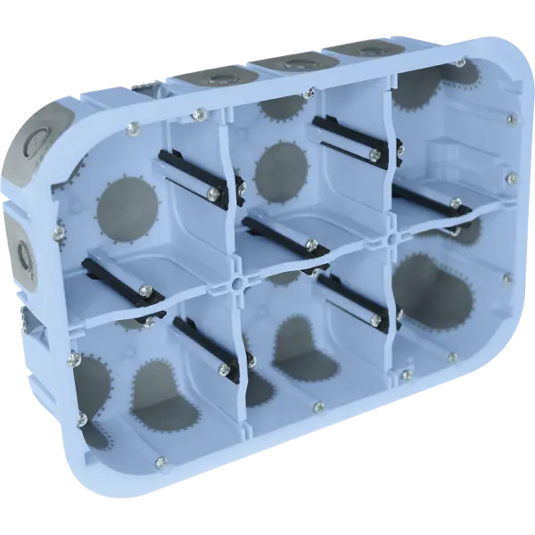 Boîte d'encastement 6 postes 2x3 postes diamètre 67 mm profondeur 50 mm étanche à l'air - Eur'ohm - 51020