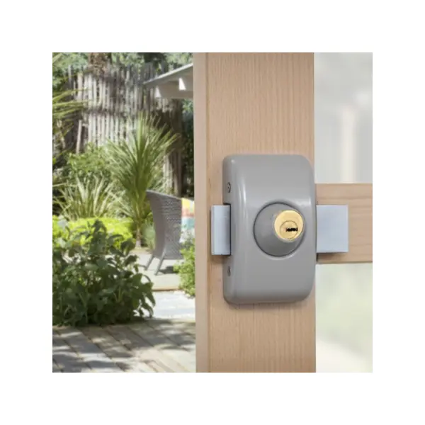 Verrou double entrée Universel pour porte d'entrée, cylindre 45mm, acier, 4 clés, epoxy argent - THIRARD