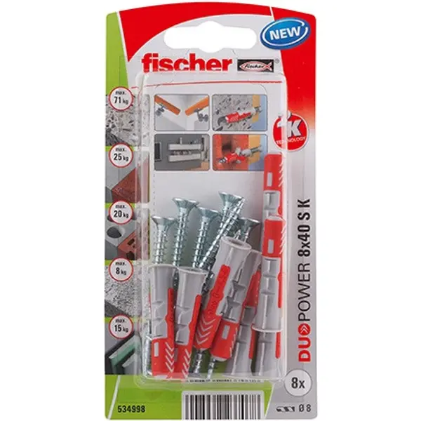 chevilles et vis FISCHER, Diam.8 x L.40 mm - FISCHER