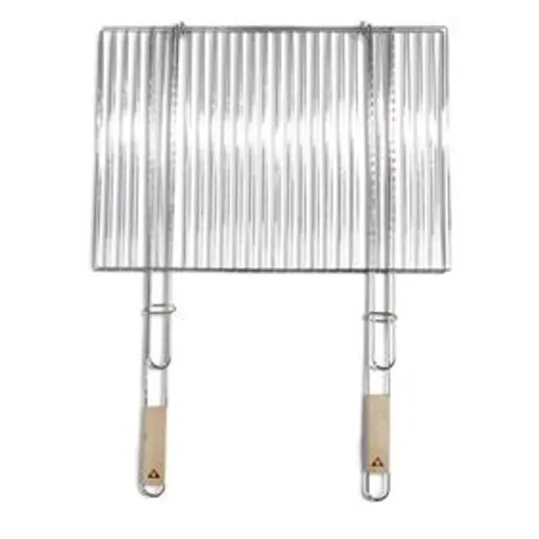 Grille double barbecue 73x53cm métal et bois