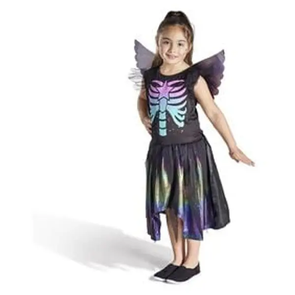 Déguisement enfant fée squelette robe et ailes multicolore 11/14ans
