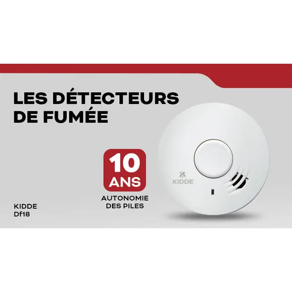 Détecteur de fumée KIDDE Df18, 10 ans - Kidde