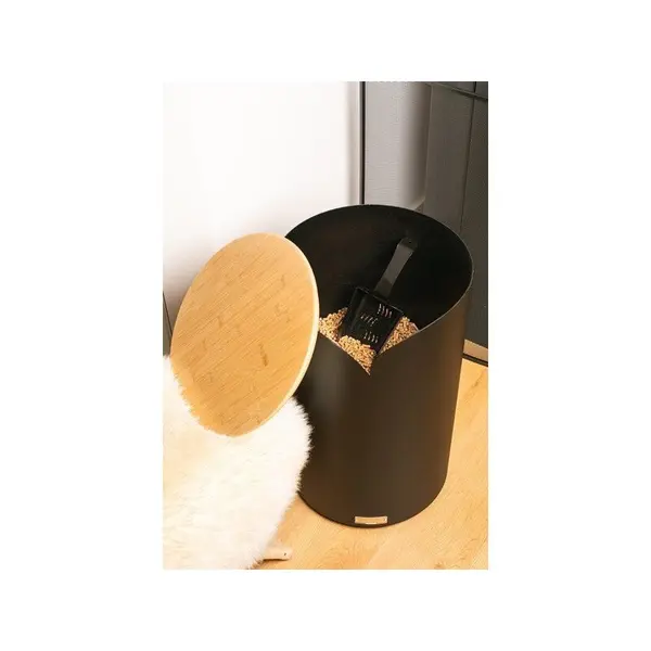 Coffre à granulés - Volute rond avec couvercle en bambou - Origine France - LE MARQUIER
