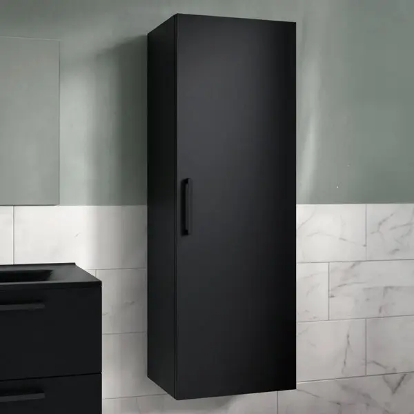 Colonne de rangement salle de bain noir mat IDALIE 180 x 30 x 36 cm